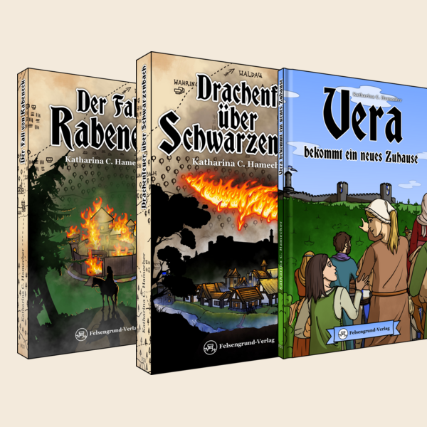 Kinder- und Jugendbücher auf einem Schreibtisch