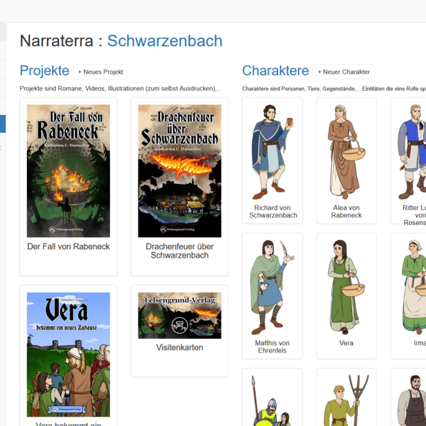Einblick in die Organisationsplattform Narraterra
